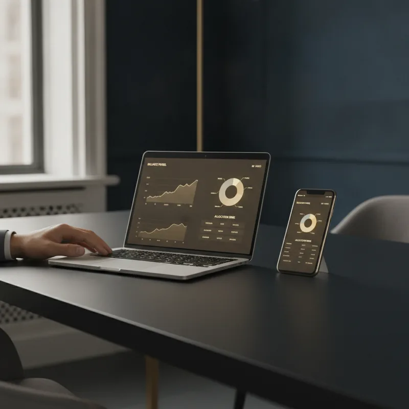 AI-driven market signals dashboard with live trend chart and confidence levels
